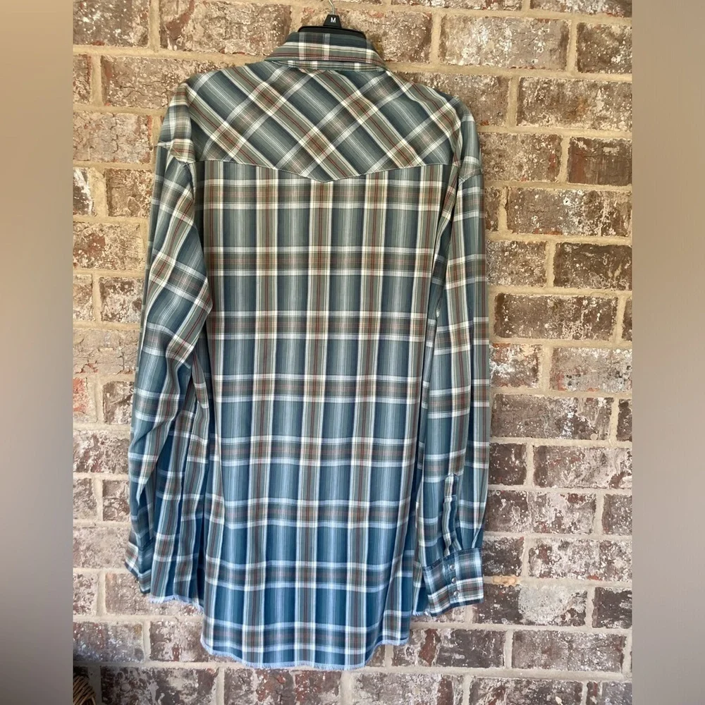 Wrangler Pearl Snap Vintage Western Shirt Long Sleeve Men’s Size 18 Plaid